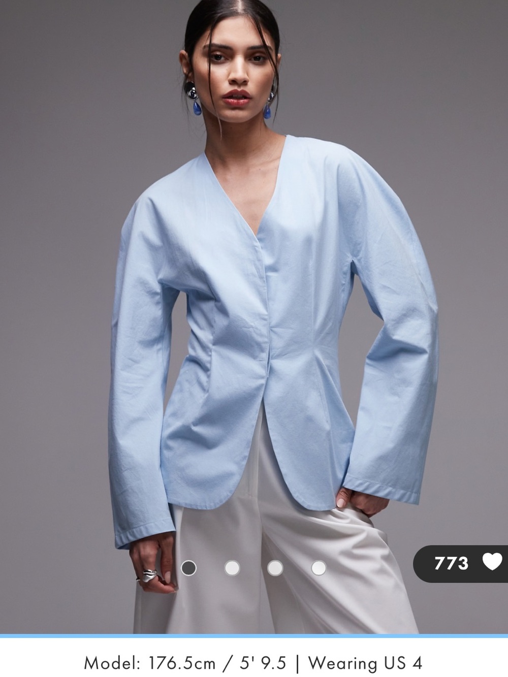 ASOS Pale Blue Tailored V-Neck Top